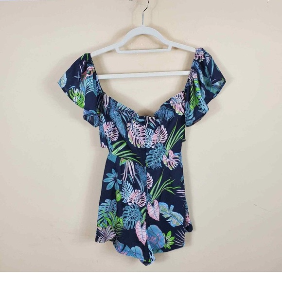 NWT LF tropical off shoulder romper BONED - Picture 8 of 9